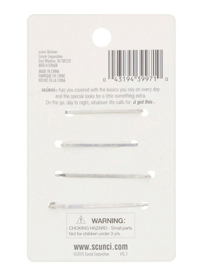 سكانشي طقم دبابيس شعر مزينة بحجر سبوت لايت بتصميم حقيقي مكون من 4 قطع فضي / شفاف - Image 2