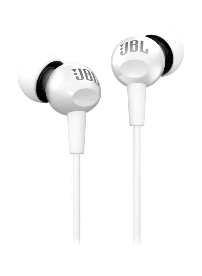 JBL C100SI In-Ear Earphones With Microphone For Huawei Xiaomi Samsung Smartphone Computer White - Image 1