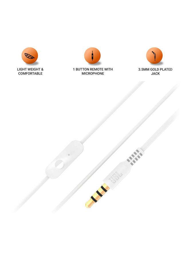 JBL C100SI In-Ear Earphones With Microphone For Huawei Xiaomi Samsung Smartphone Computer White - Image 4
