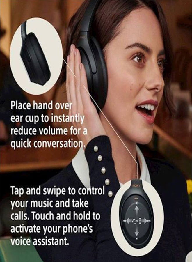 سوني سماعات رأس لاسلكية بتصميم يغطي الأذن مزودة بخاصية إلغاء الضوضاء أسود - Image 5