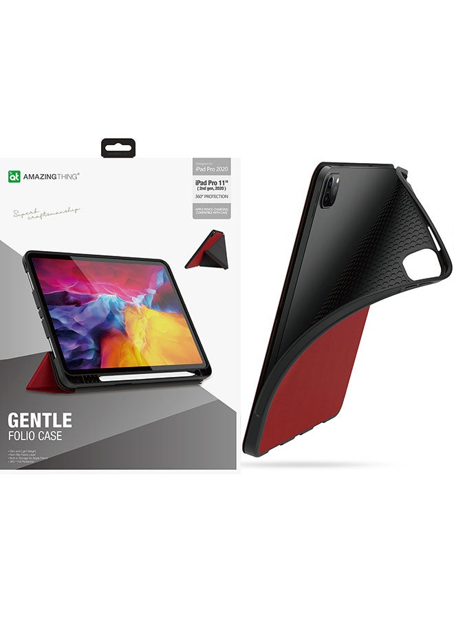 Gentle Folio Smart Case Cover For Apple iPad Pro 11-Inch (2020) Red