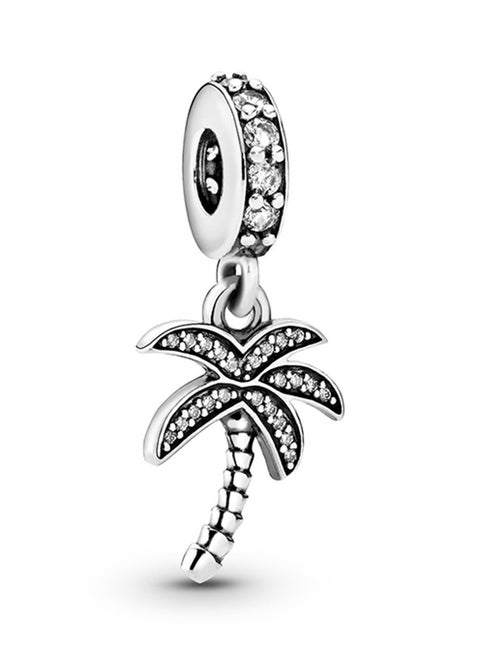 Sterling Silver Palm Tree Cubic Zirconia Charm