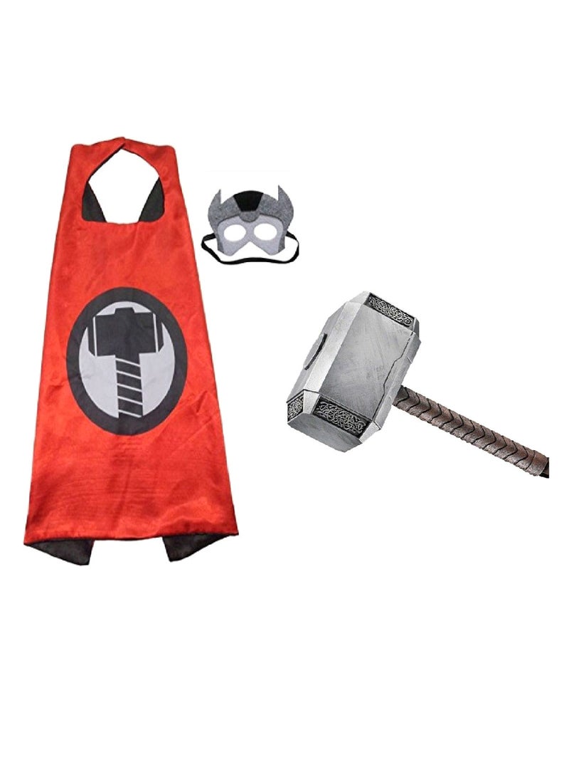 Fancydresswale Thor Felt Mask With Cape And Hammer - Image 1