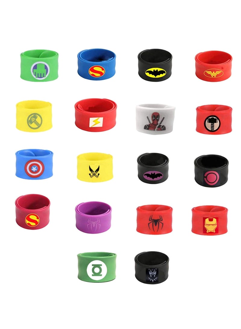 Fancydresswale 18-Piece Superhero Slap Bracelet Set Free Size 