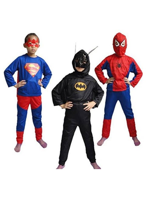 Spiderman, Superman And Batman Style Costume TriSet, 4 - 6 Years