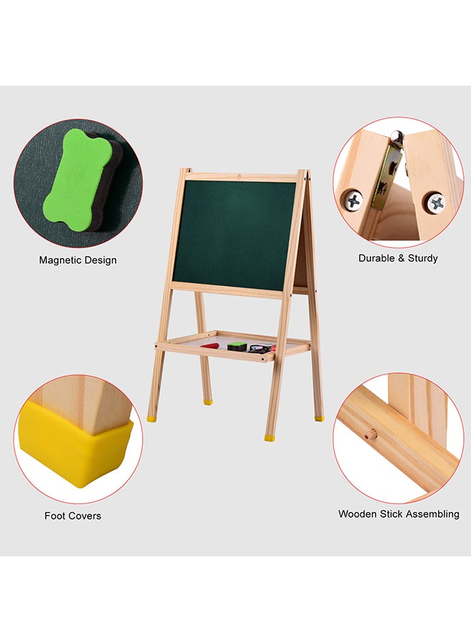 Double Sided Wooden Art Easel Magnetic Chalkboard Multicolor - Image 5