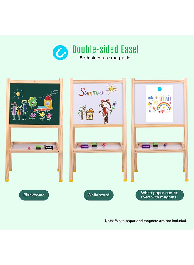 Double Sided Wooden Art Easel Magnetic Chalkboard Multicolor - Image 2