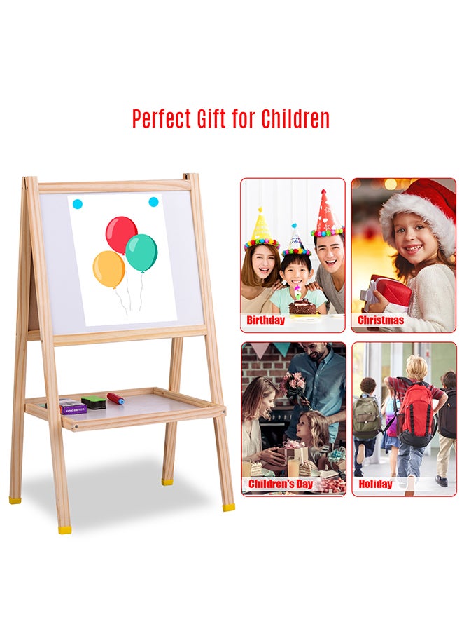 Double Sided Wooden Art Easel Magnetic Chalkboard Multicolor - Image 3