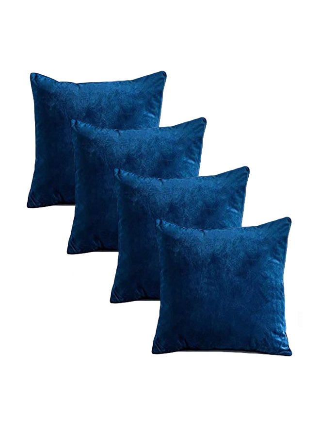 REGAL IN HOUSE - 4-Piece Solid Pattern Decorative Pillow velvet Royal Blue 40 x 40cm - Image 1
