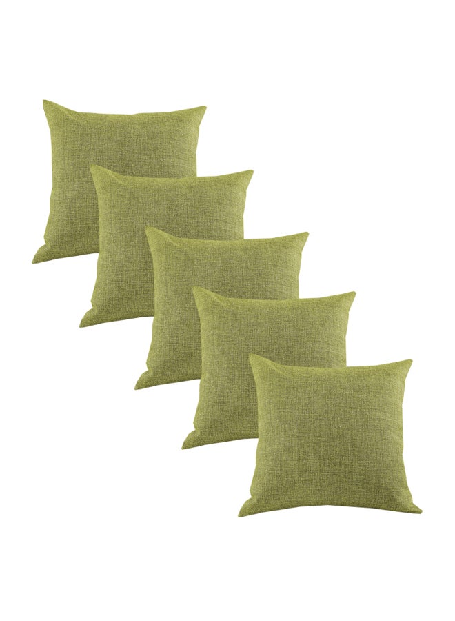 REGAL IN HOUSE 5-Piece Solid Pattern Decorative Pillow linen Lime Green 40 x 40cm  - Image 2