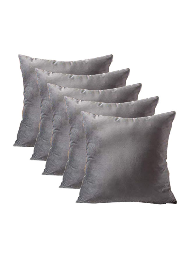 REGAL IN HOUSE - 5-Piece Solid Pattern Decorative Pillow velvet Grey 65 x 65cm - Image 1