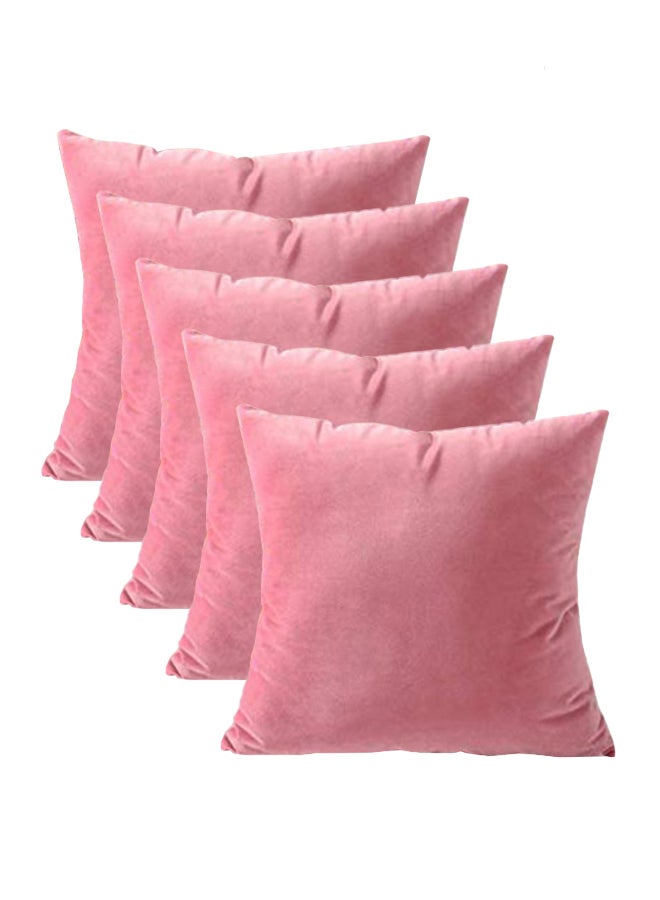 ريغال إن هاوس مجموعة وسائد زينة بنمط تصميم سادة velvet وردي 65 x 65سم - Image 3