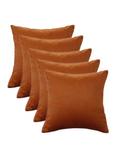 REGAL IN HOUSE 6-Piece Solid Pattern Decorative Pillow velvet Brown 65 x 65cm  - Image 3