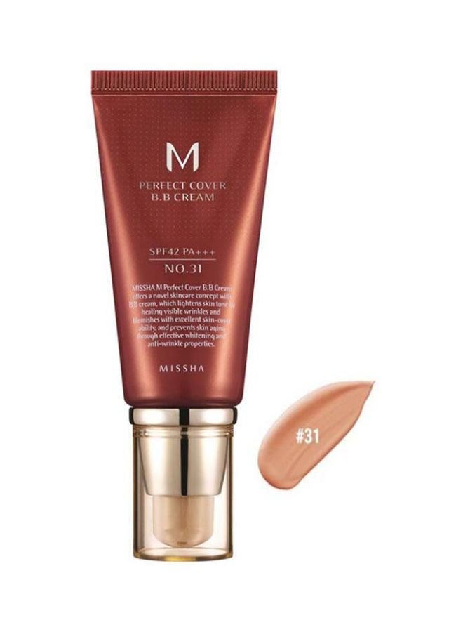 Missha M Perfect Cover BB Cream With SPF 42 PA+++ Golden Beige  - Image 2