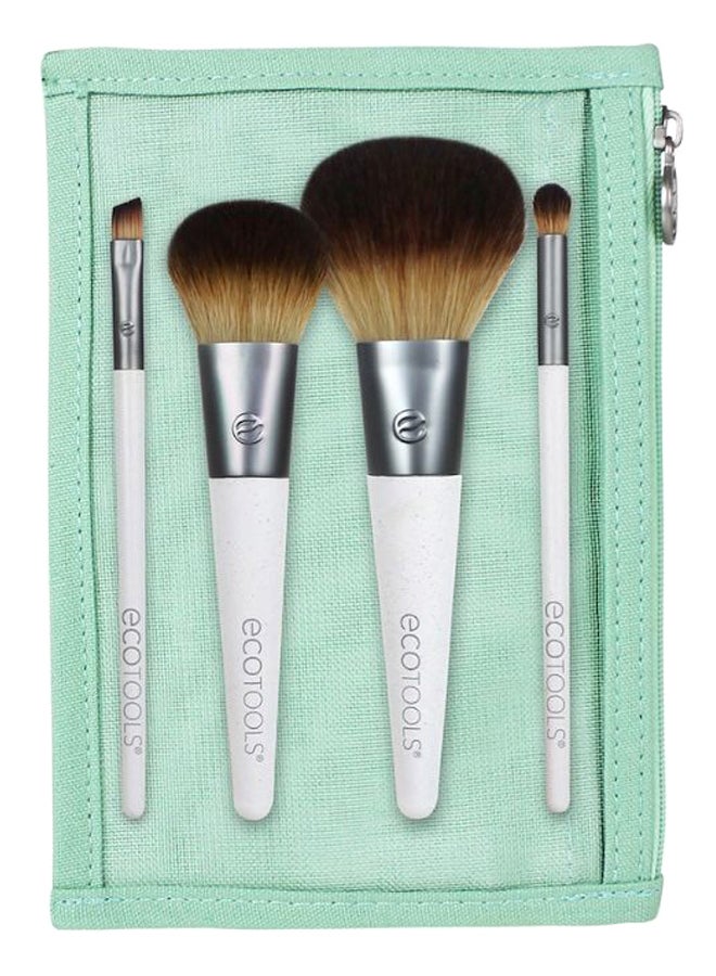 Ecotools 4-Piece On The Go Style Brush Set Brown/Silver/White - Image 1