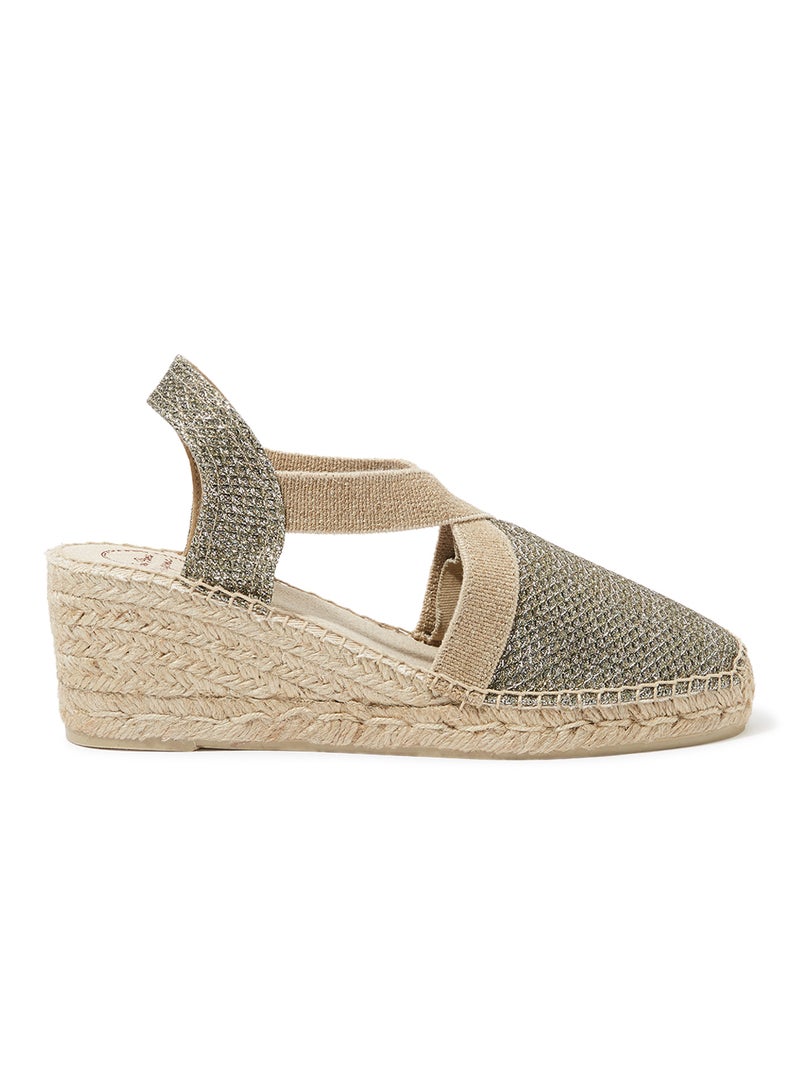 Toni Pons - Triton Shimmery Espadrile Wedges Khaki - Image 1