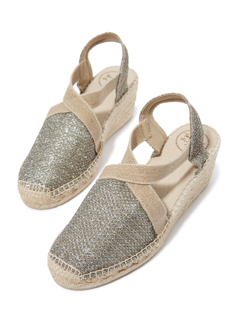Toni Pons - Triton Shimmery Espadrile Wedges Khaki - Image 1