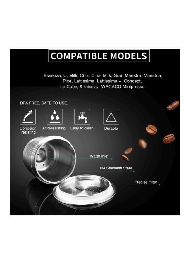i cafilas Stainless Steel Refillable Coffee Capsules Silver 15x5x12.5centimeter - Image 2