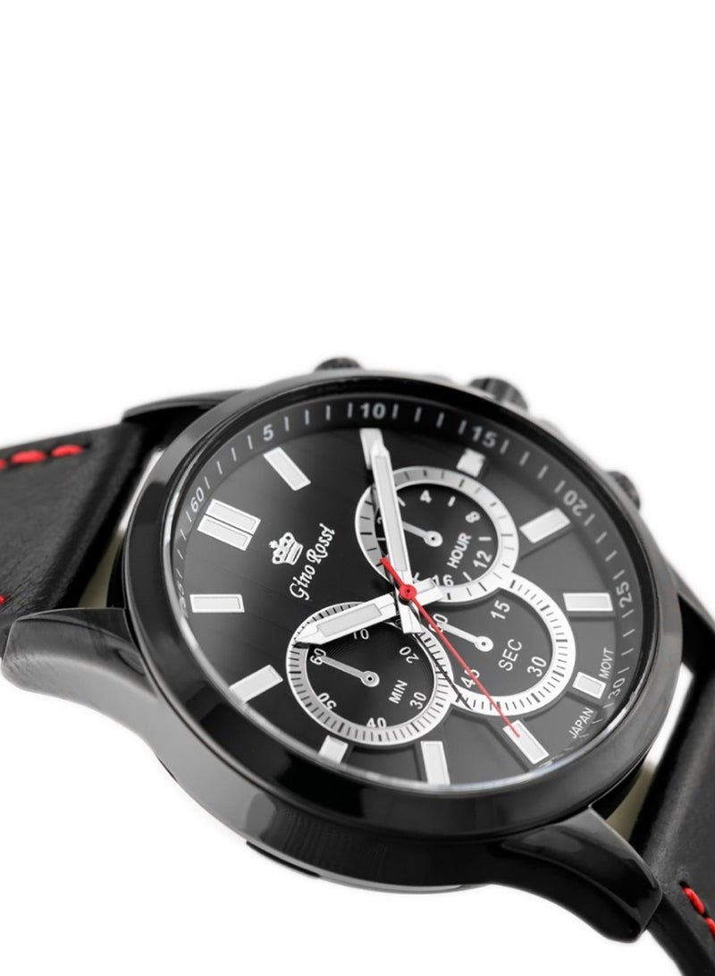 Gino Rossi men Logan Round Shape Leather Analog Watch 8071A-1A3 - 40 mm - Black - Image 2