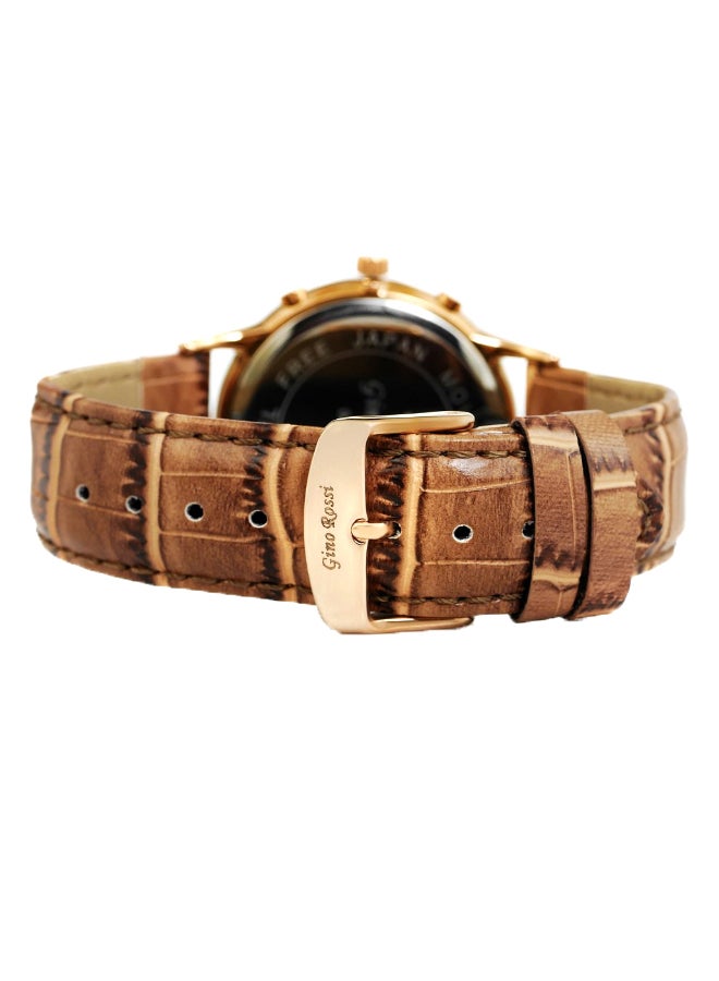 Gino Rossi Men's Montreal Round Shape Leather Analog Watch 8185A-1B1 - 39 mm - Brown - Image 2