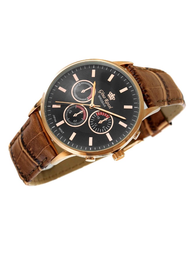 Gino Rossi Men's Montreal Round Shape Leather Analog Watch 8185A-1B1 - 39 mm - Brown - Image 3