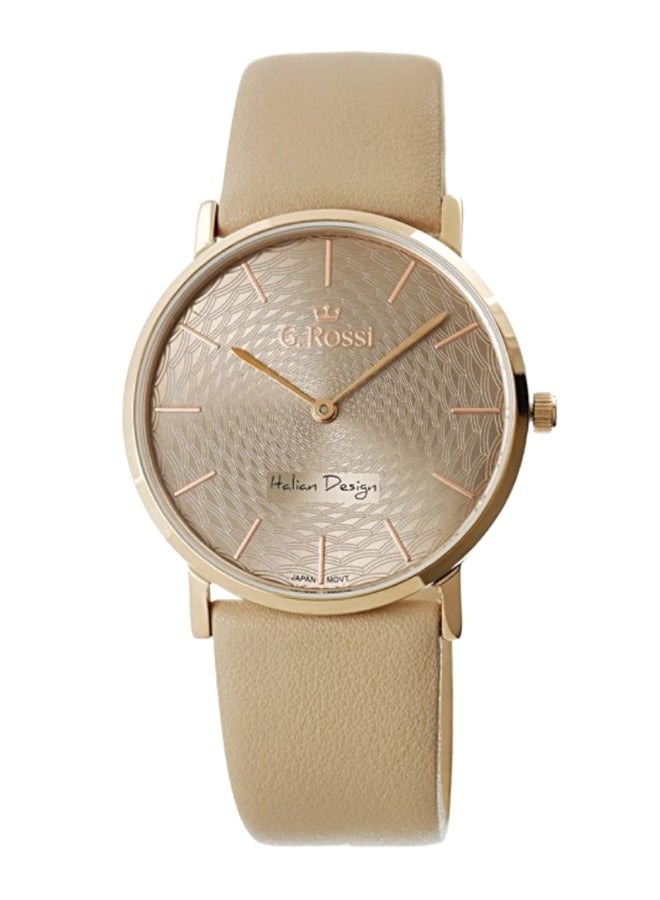 women Luna Round Shape Leather Analog Watch 8709A1-2B3 - 36 mm - Beige - v1588168847/N37537417A_1