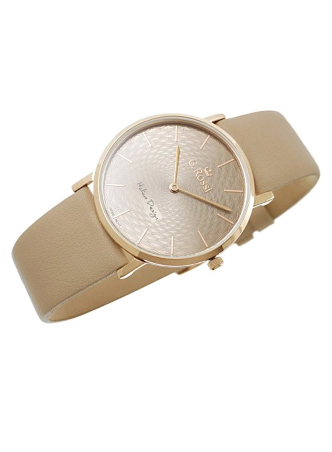 Gino Rossi women Luna Round Shape Leather Analog Watch 8709A1-2B3 - 36 mm - Beige - Image 2