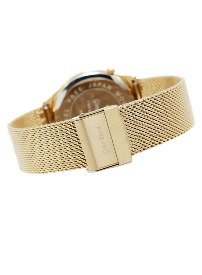 Gino Rossi women Solar Round Shape Stainless Steel Analog Watch 9021B-3D1 - 33 mm - Gold - Image 3