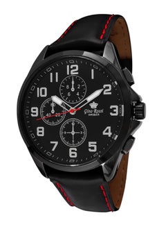 men Santorini Round Shape Leather Analog Watch 9097A-1A3 - 39 mm - Black