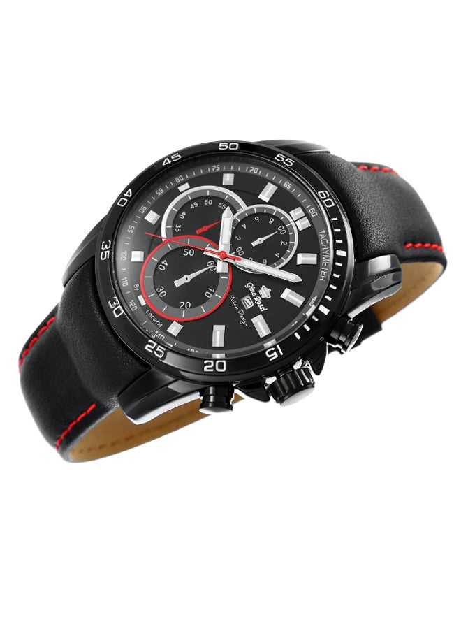 Gino Rossi men Aragon Round Shape Leather Strap Analog Wrist Watch 9753A-1A3 - 38 mm - Black - Image 2