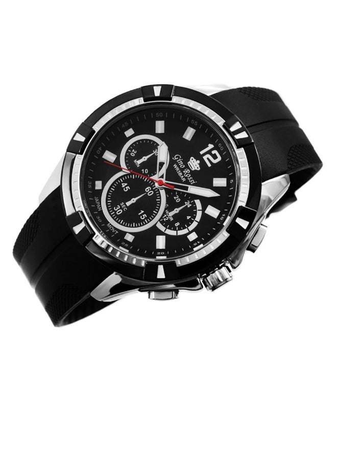 Gino Rossi Men's James Round Shape Rubber Strap Analog Wrist Watch 9808C-1A2 - 36 mm - Black - Image 1