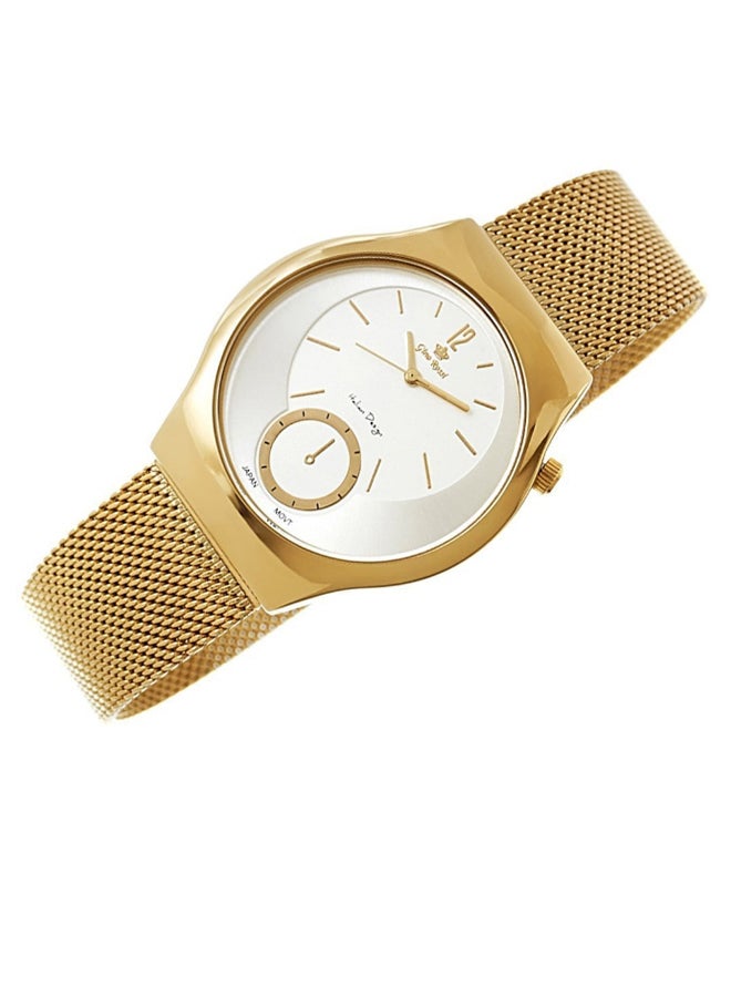 Gino Rossi women Solar Round Shape Stainless Steel Analog Watch 9021B-3D1 - 33 mm - Gold - Image 2