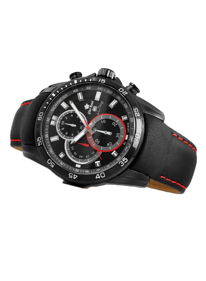 Gino Rossi men Aragon Round Shape Leather Strap Analog Wrist Watch 9753A-1A3 - 38 mm - Black - Image 1