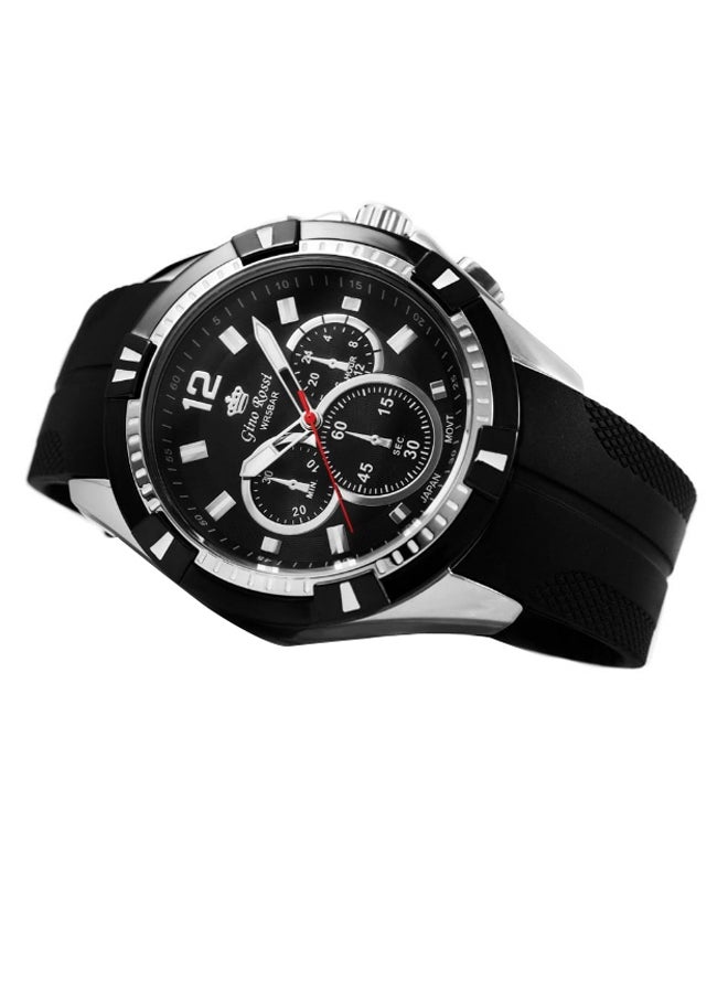 Gino Rossi Men's James Round Shape Rubber Strap Analog Wrist Watch 9808C-1A2 - 36 mm - Black - Image 3