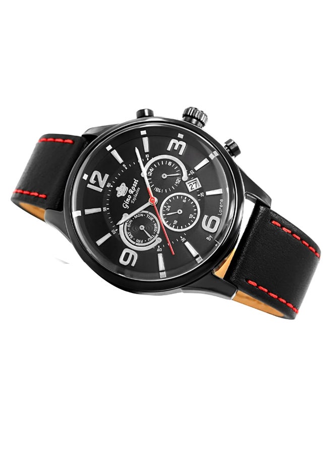 Gino Rossi Men's Exclusive Julian Round Shape Leather Analog Watch E11419A-1A3 - 41 mm - Black - Image 2