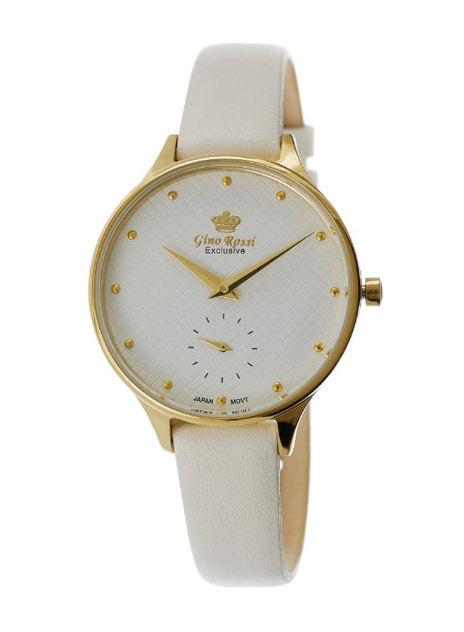 Gino Rossi women Exclusive Lumin Round Shape Leather Analog Watch E11636A-3C2 - 32 mm - White - Image 1