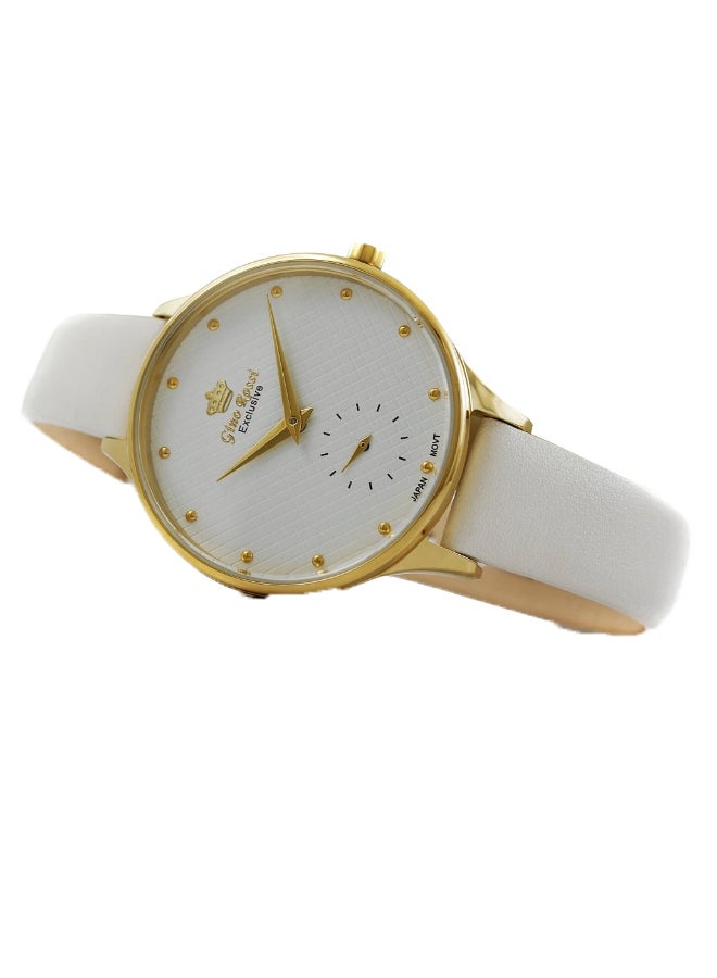 Gino Rossi women Exclusive Lumin Round Shape Leather Analog Watch E11636A-3C2 - 32 mm - White - Image 2