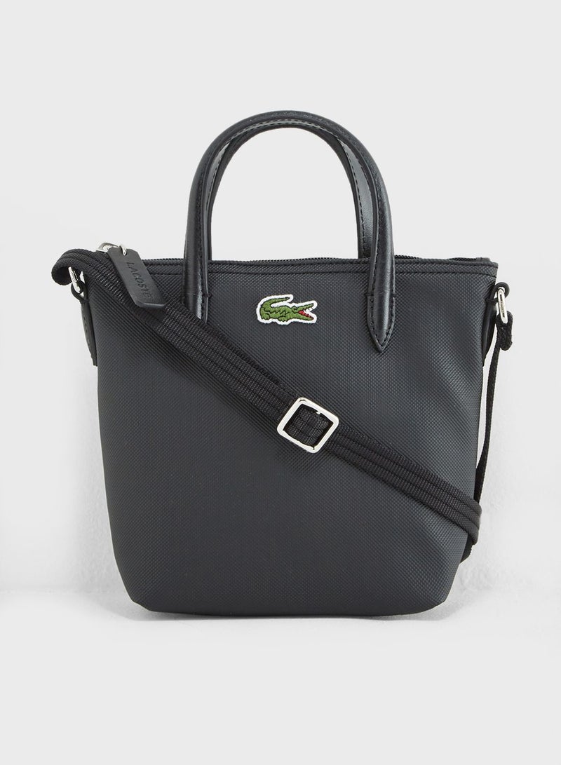 LACOSTE - Extra Small Top Handle Belted Crossbody Bag Black - Image 1