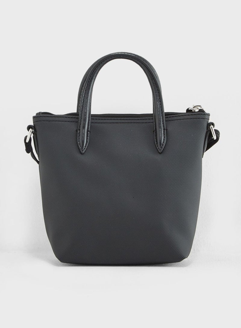LACOSTE - Extra Small Top Handle Belted Crossbody Bag Black - Image 1