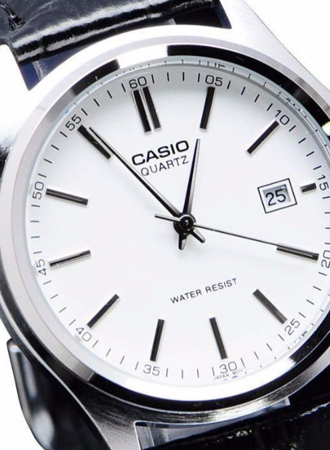 CASIO - Men's Leather Analog Wrist Watch MTP1183E7ADF - 40 mm - Black - Image 1