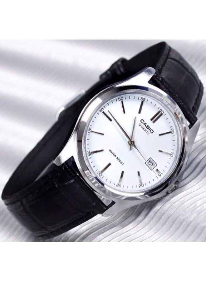 CASIO - Men's Leather Analog Wrist Watch MTP1183E7ADF - 40 mm - Black - Image 1