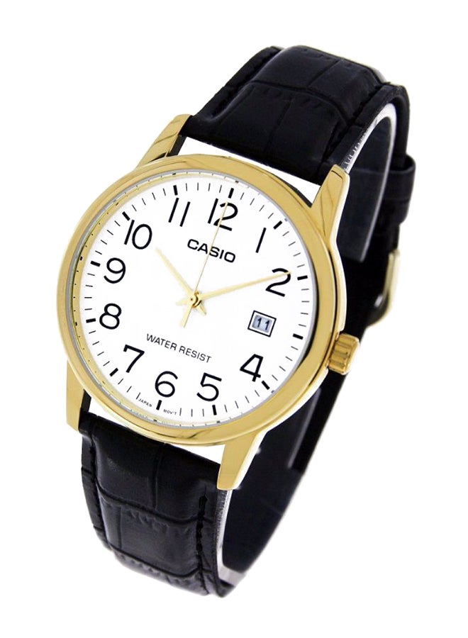 كاسيو ساعة يد بعقارب وسوار من الجلد طراز MTP-V002GL-7B2 - قياس 42 مم - لون أسود للرجال - Image 2