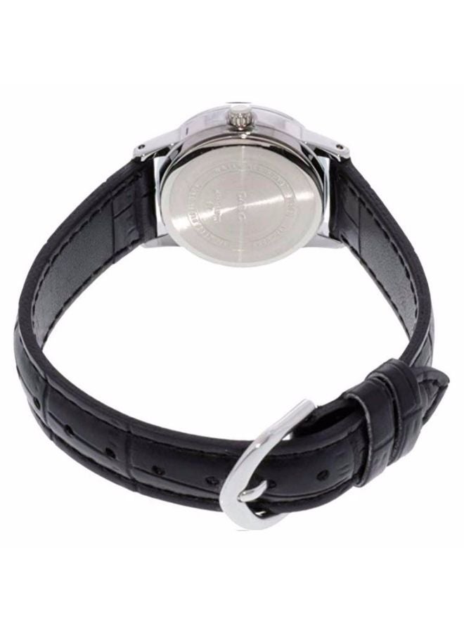 كاسيو ساعة يد بعقارب وسوار من الجلد طراز LTP-V002L-1B - مقاس 25 مم - لون أسود للنساء - Image 2