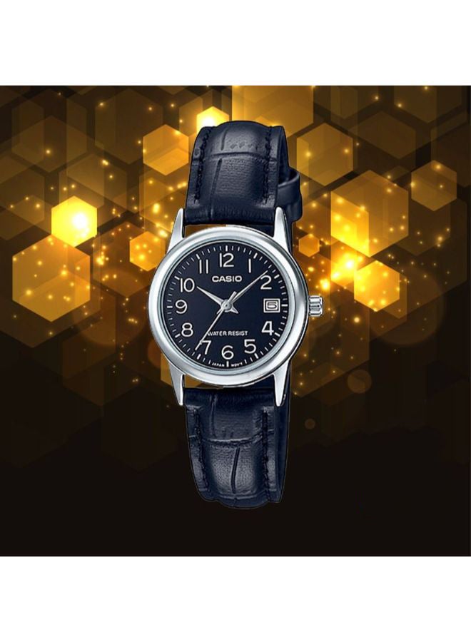 كاسيو ساعة يد بعقارب وسوار من الجلد طراز LTP-V002L-1B - مقاس 25 مم - لون أسود للنساء - Image 3