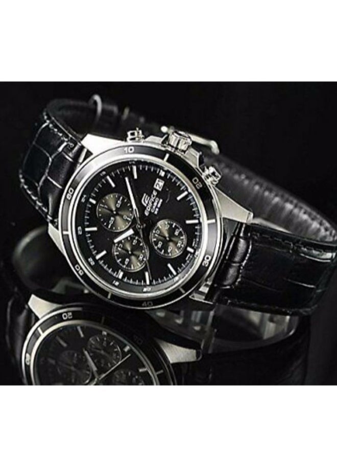 CASIO Men's Leather Analog Wrist Watch EFR-526L-1AVUDF - 49 mm - Black - Image 5