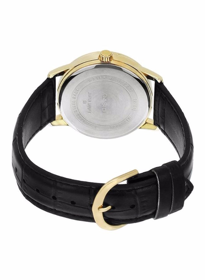 كاسيو ساعة يد بعقارب وسوار من الجلد طراز MTP-V002GL-7B2UDF - 37 مم - لون أسود للرجال - Image 2