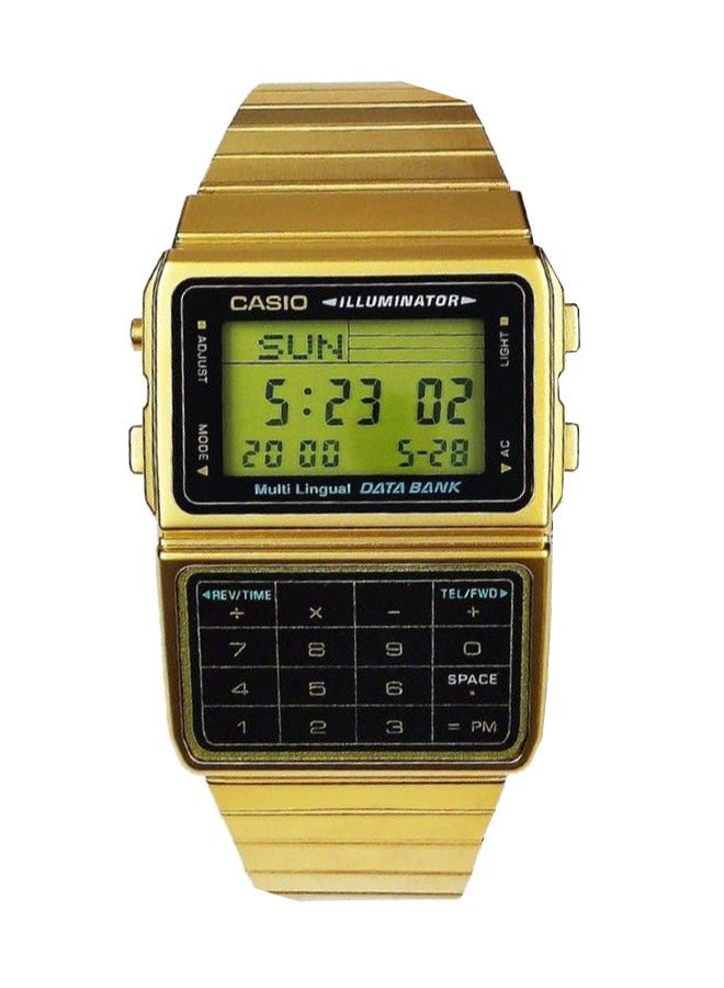كاسيو ساعة يد رقمية بسوار من الإستانلس ستيل طراز DBC-611G-1DF( مقاس 32 مم - لون ذهبي للرجال - Image 2