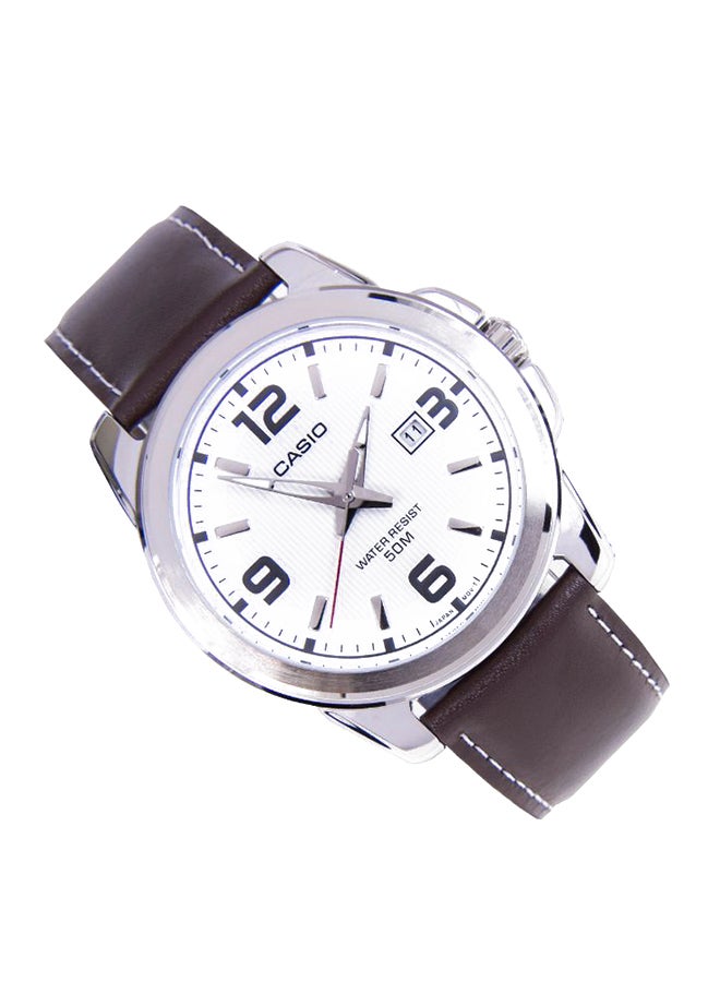CASIO Men's Leather Analog Wrist Watch MTP-1314L-7ADF - 45 mm - Brown - Image 3