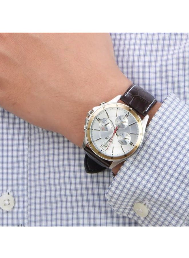 CASIO Men's Leather Chronograph Watch MTP-1374L-7 - Image 3