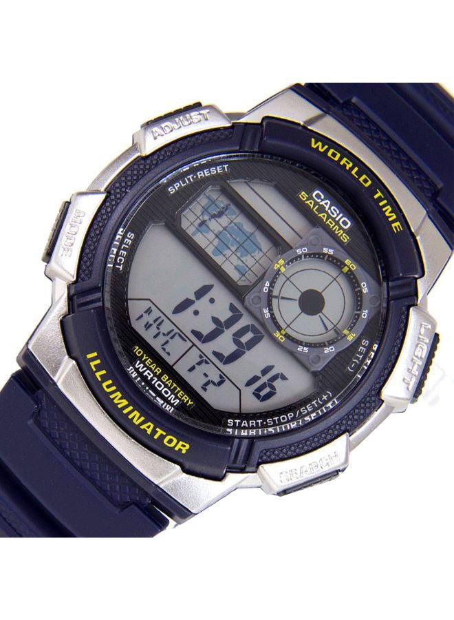 كاسيو ساعة يد رقمية بسوار من الراتينج مقاومة للماء من سلسلة يوث طراز AE-1000W-2AV - قياس 44 مم - لون أزرق للرجال - Image 3